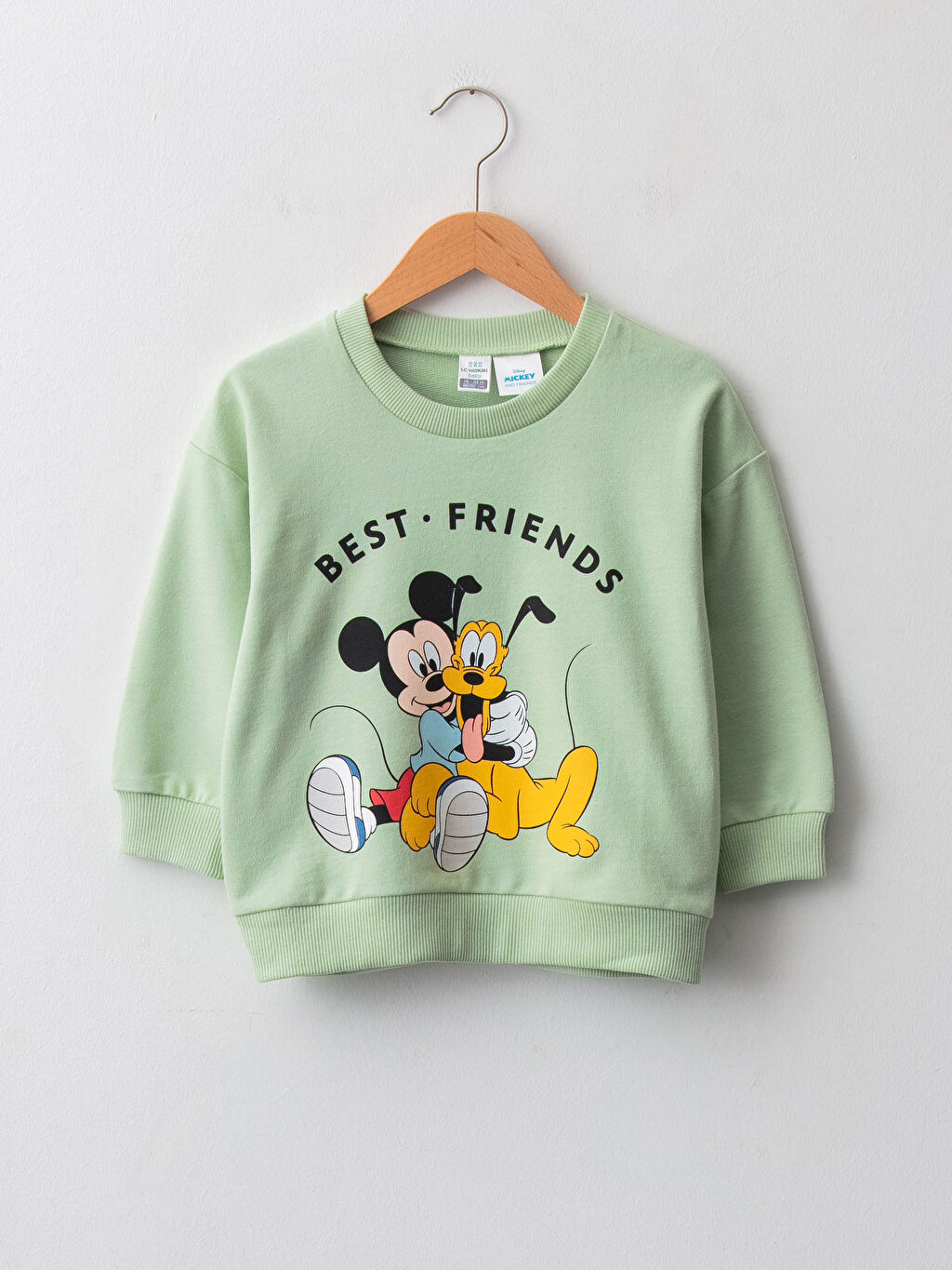 Yesil Bisiklet Yaka Uzun Kol Mickey Mouse Baskili Erkek Bebek Sweatshirt Wz1 Fgx Lc Waikiki