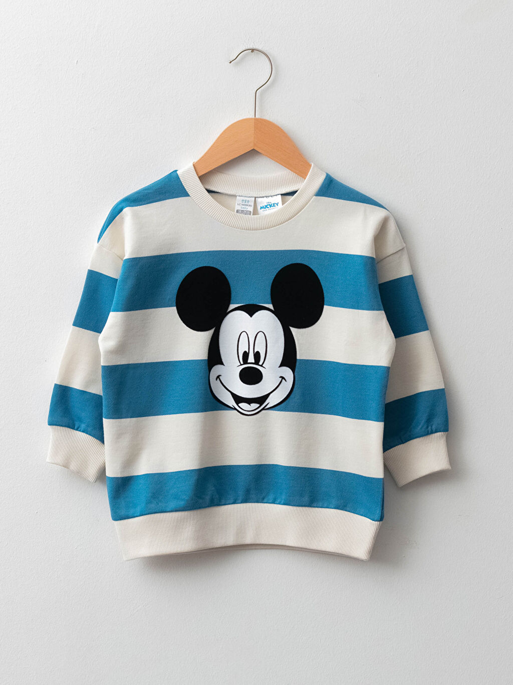 Mavi Bisiklet Yaka Uzun Kol Mickey Mouse Baskili Erkek Bebek Sweatshirt Wz1 Leq Lc Waikiki