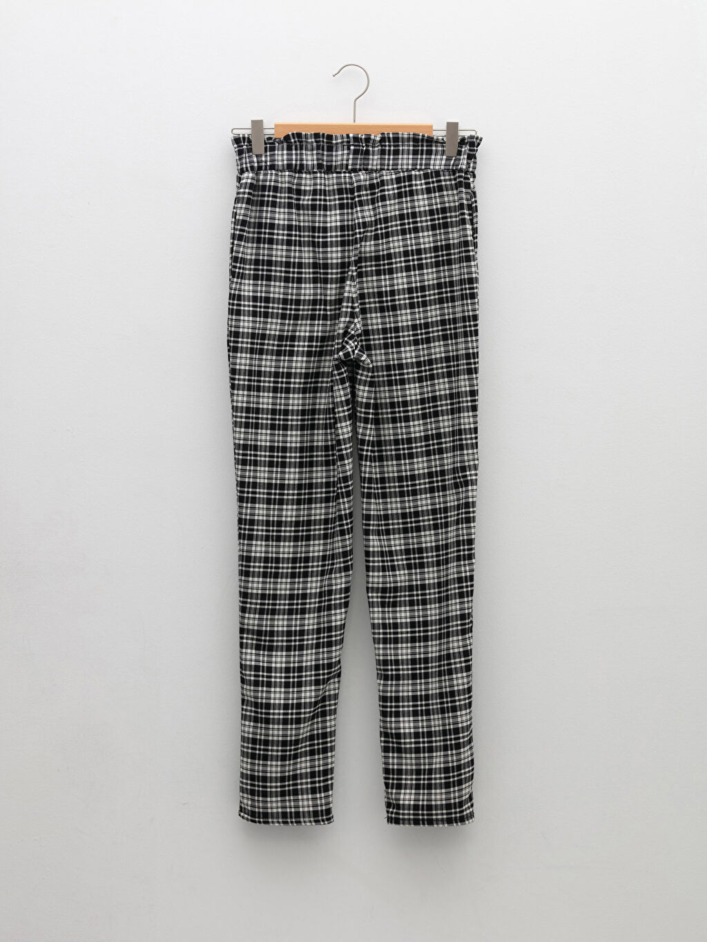 black plaid trousers