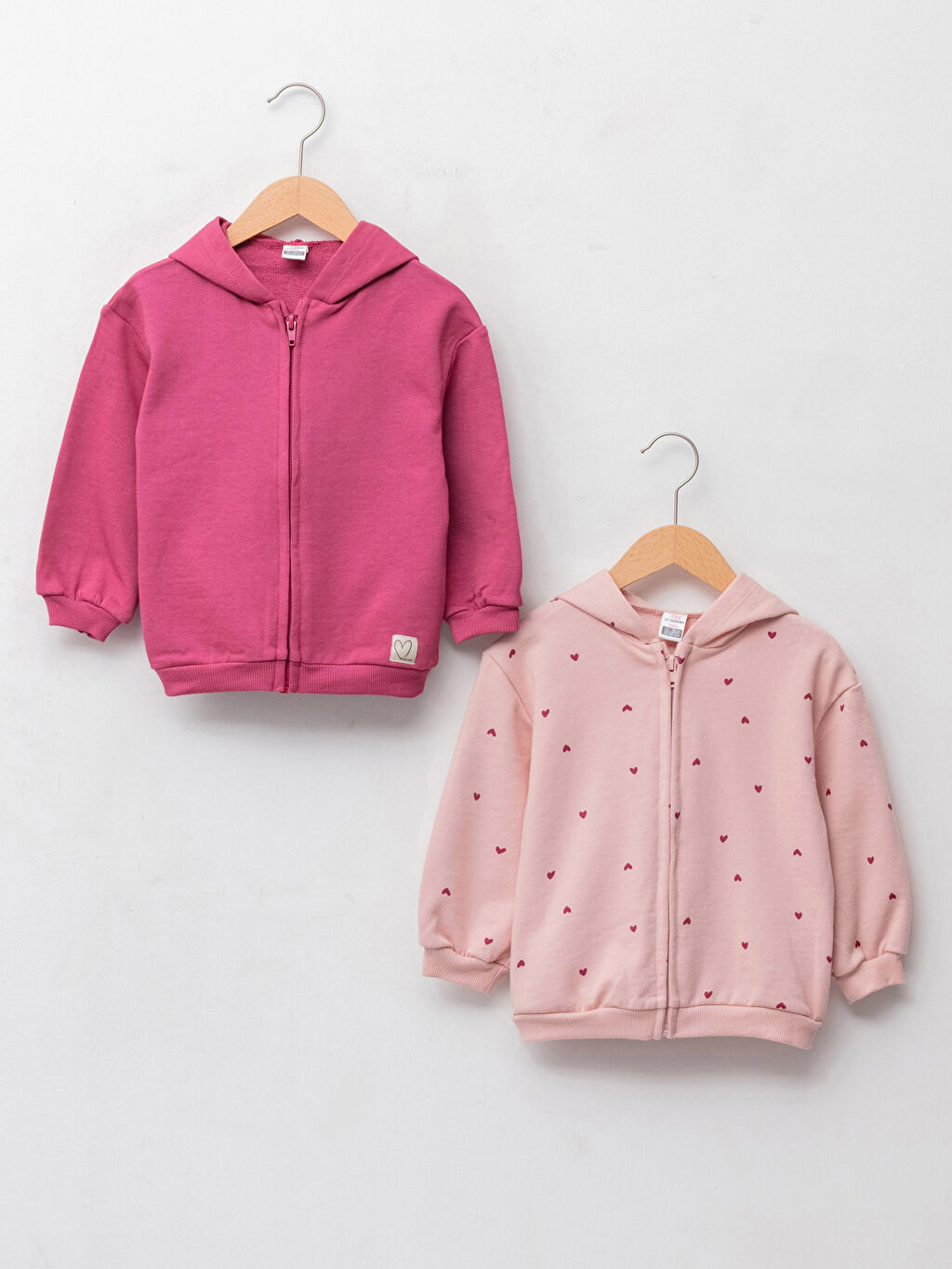 Pembe Kapusonlu Uzun Kollu Kiz Bebek Fermuarli Sweatshirt 2 Li W1ap79z1 Lt7 Lc Waikiki