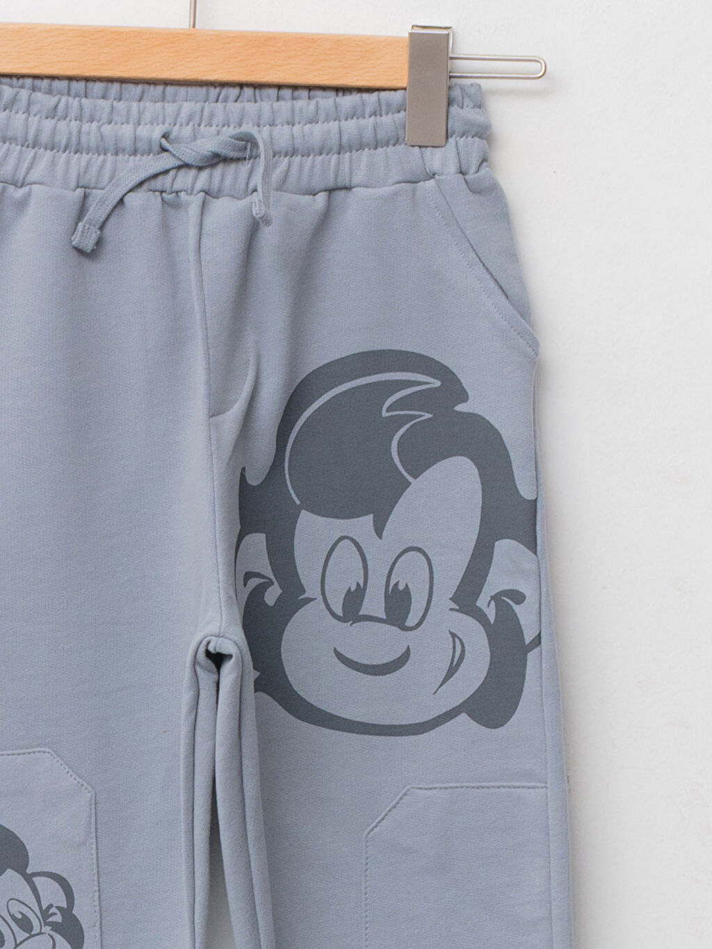 Nostalgic Monkey Printed Baby Boy Tracksuit Bottom With Elastic Waist