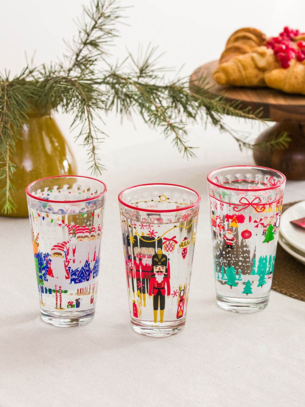 Nutcracker Printed Glass Cup 3 Pcs 365 Ml W2G955Z8F9C W2G955Z8F9C LC Waikiki