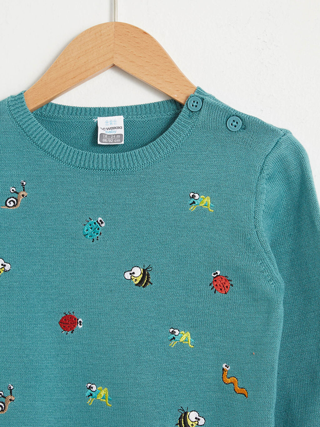 Yeşil Erkek Bebek Desenli Triko Kazak LC Waikiki Yeşil Erkek Bebek Desenli Triko Kazak LC Waikiki