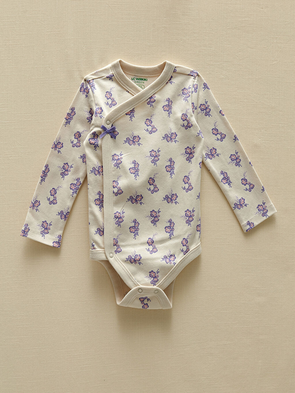 Ekru LCW GREEN Organik Pamuklu Uzun Kollu Baskılı Kız