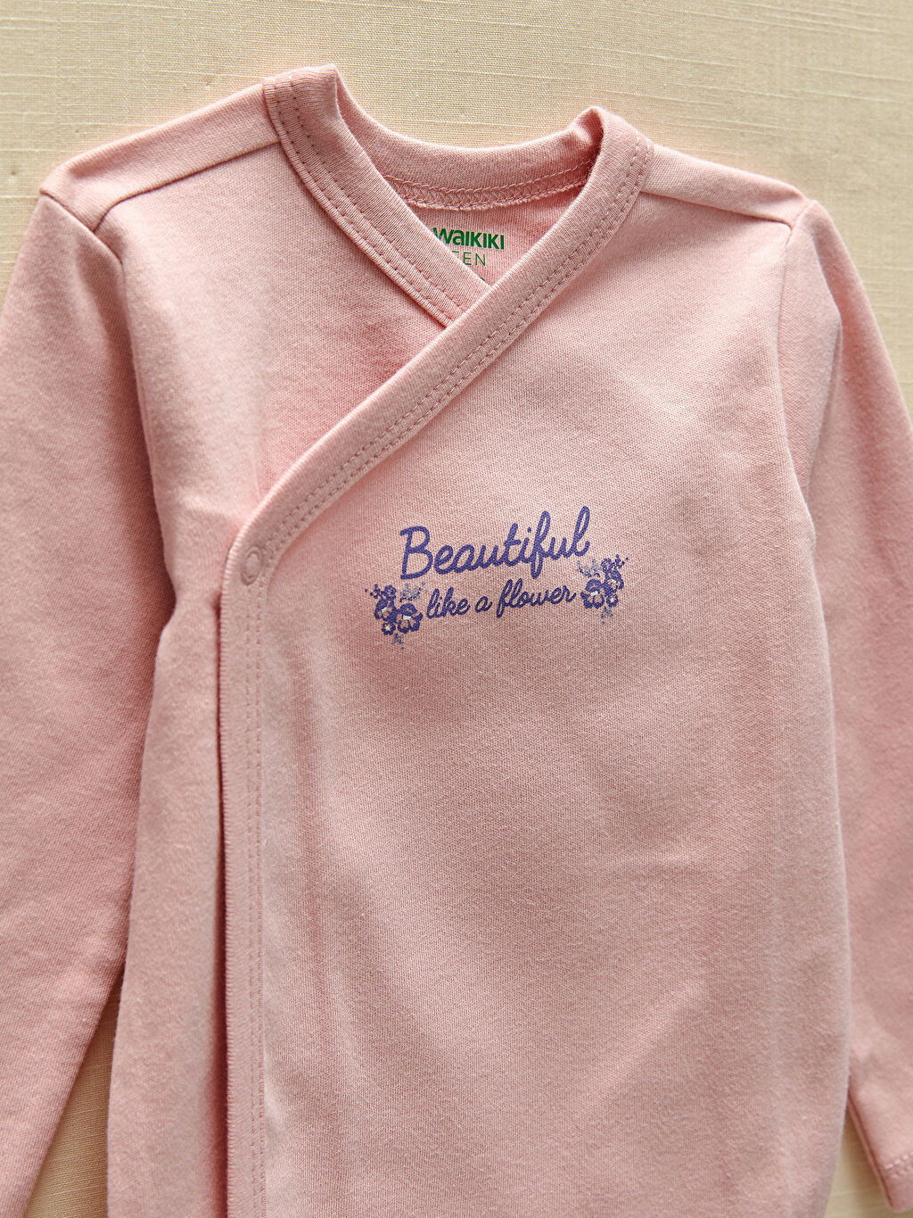 Ekru LCW GREEN Organik Pamuklu Uzun Kollu Baskılı Kız