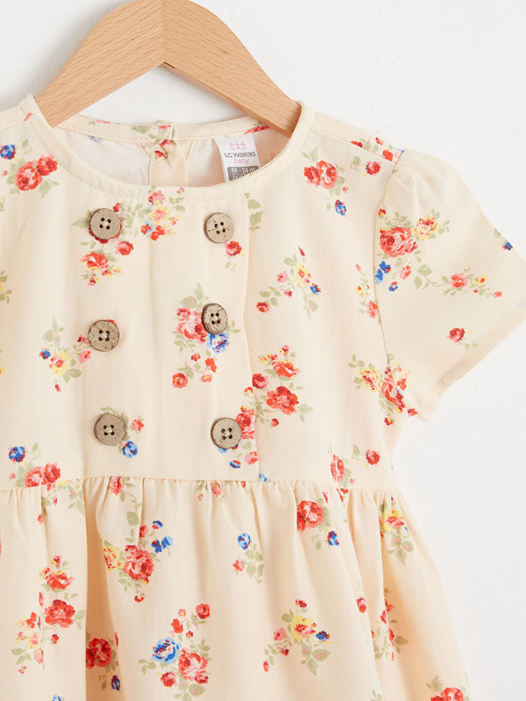 Ekru Kız Bebek Baskılı Elbise LC Waikiki