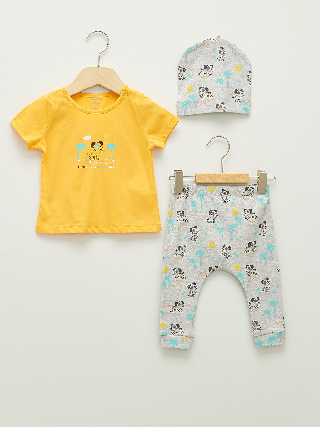 Turuncu Bisiklet Yaka Kısa Kollu Baskılı Erkek Bebek