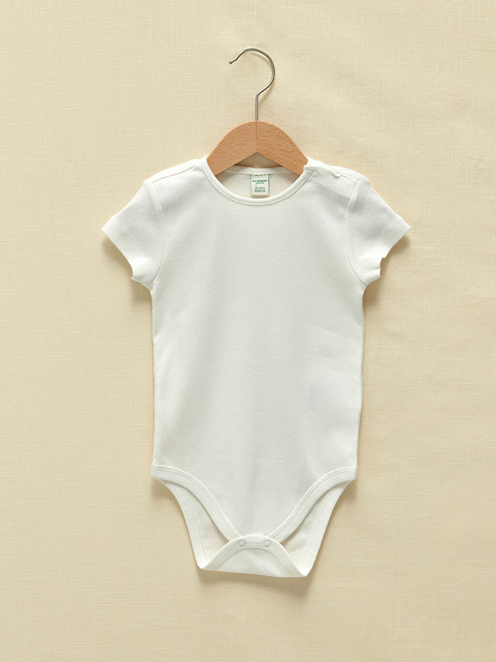 Ekru LCW GREEN Bisiklet Yaka Kısa Kol Organik Pamuklu Kız