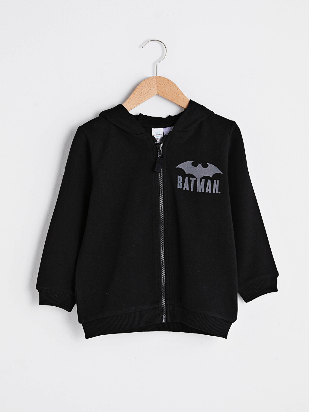 Siyah Kapusonlu Uzun Kol Batman Baskili Erkek Bebek Fermuarli Sweatshirt Lc Waikiki