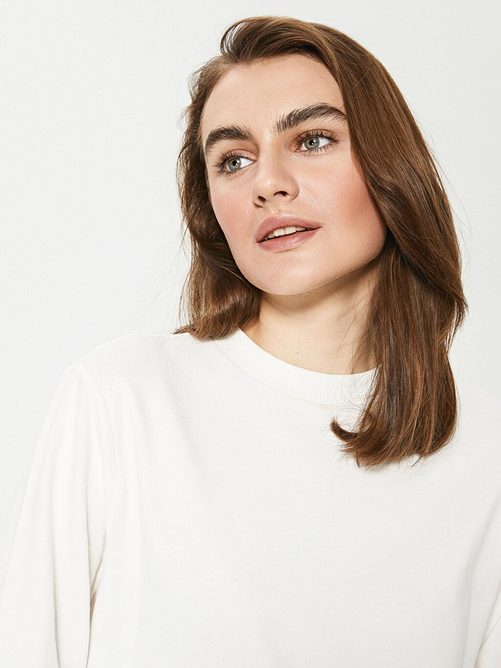 Ekru Modest Bisiklet Yaka Pamuklu Tunik Lc Waikiki