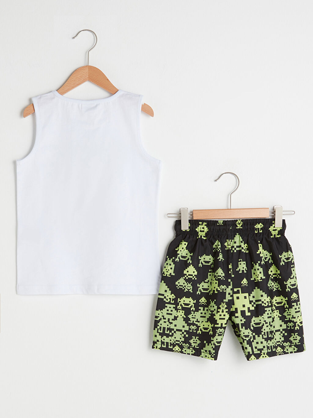 Siyah Bisiklet Yaka Baskılı Erkek Çocuk Yüzme Takım LC