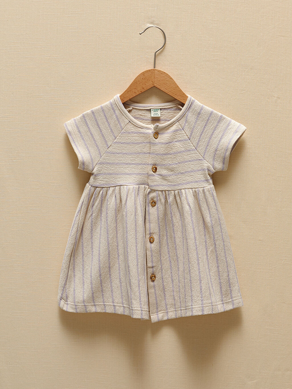 Lila LCW GREEN Bisiklet Yaka Kısa Kollu Çizgili Organik Lila LCW GREEN Bisiklet Yaka Kısa Kollu Çizgili Organik