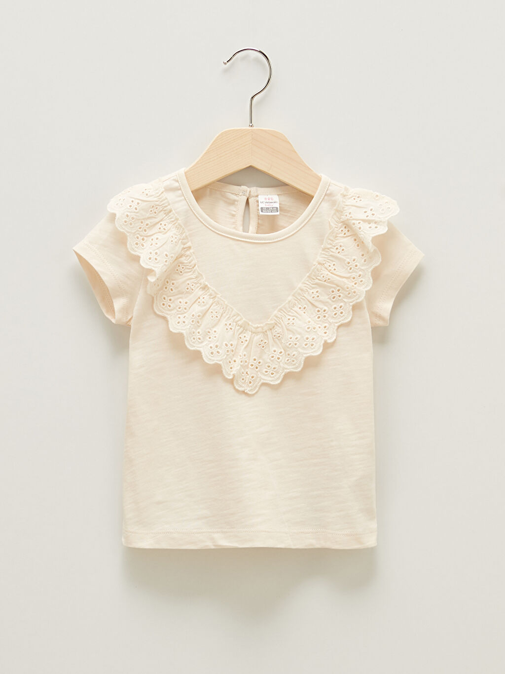 Crew Neck Short Sleeve Ruffle Detailed Baby Girl TShirt S1GL61Z1FRC