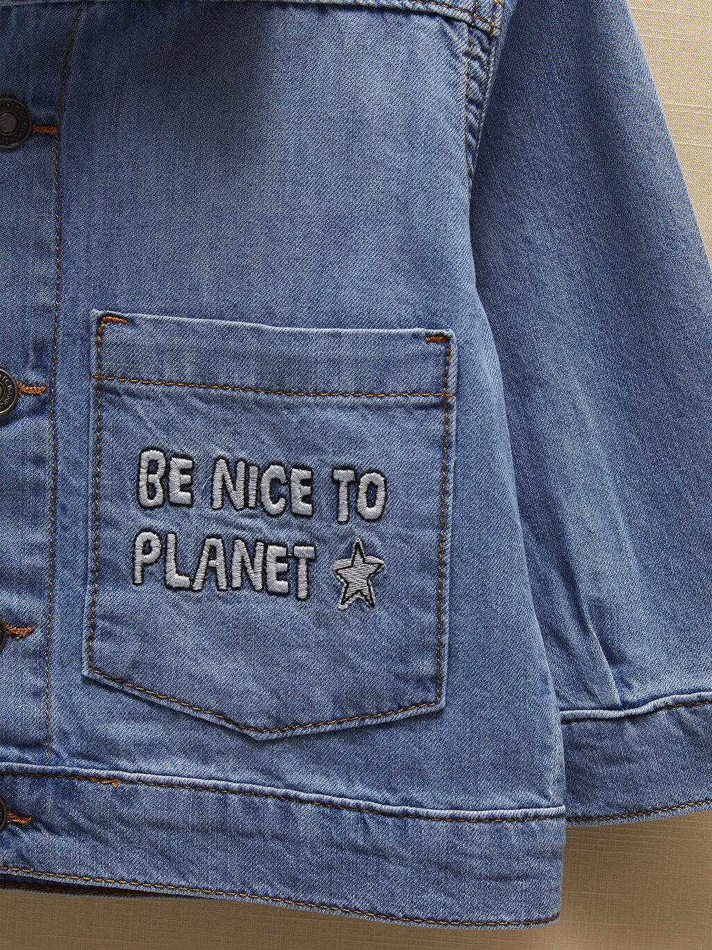 Long Sleeve Embroidery Detailed Baby Boy Jean Jacket S1HA96Z1311