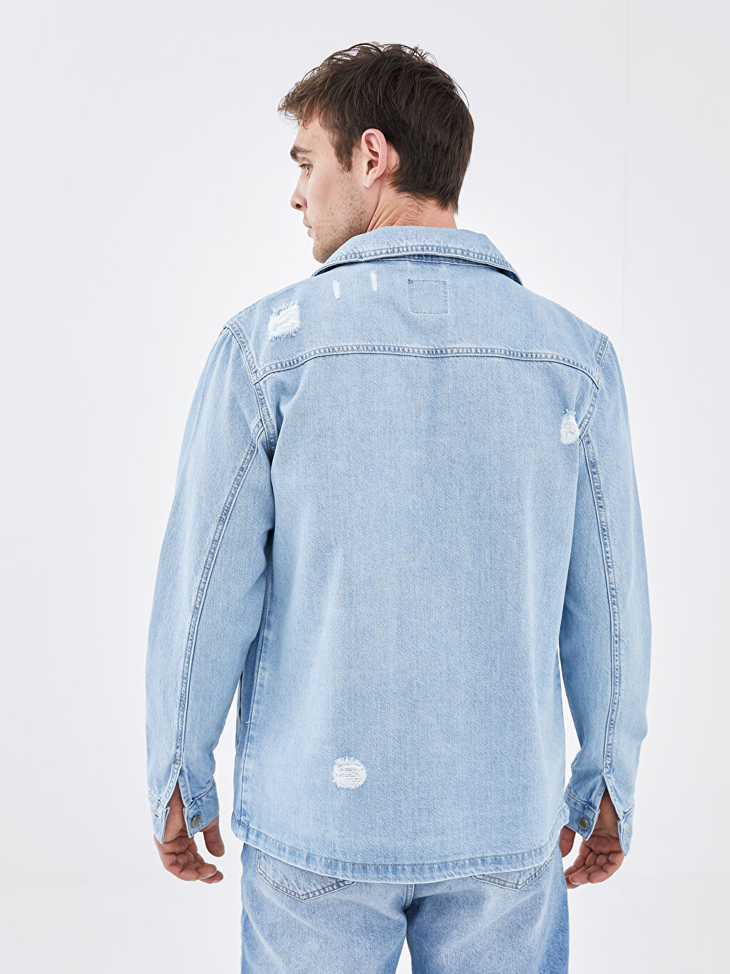 long fitted jean jacket