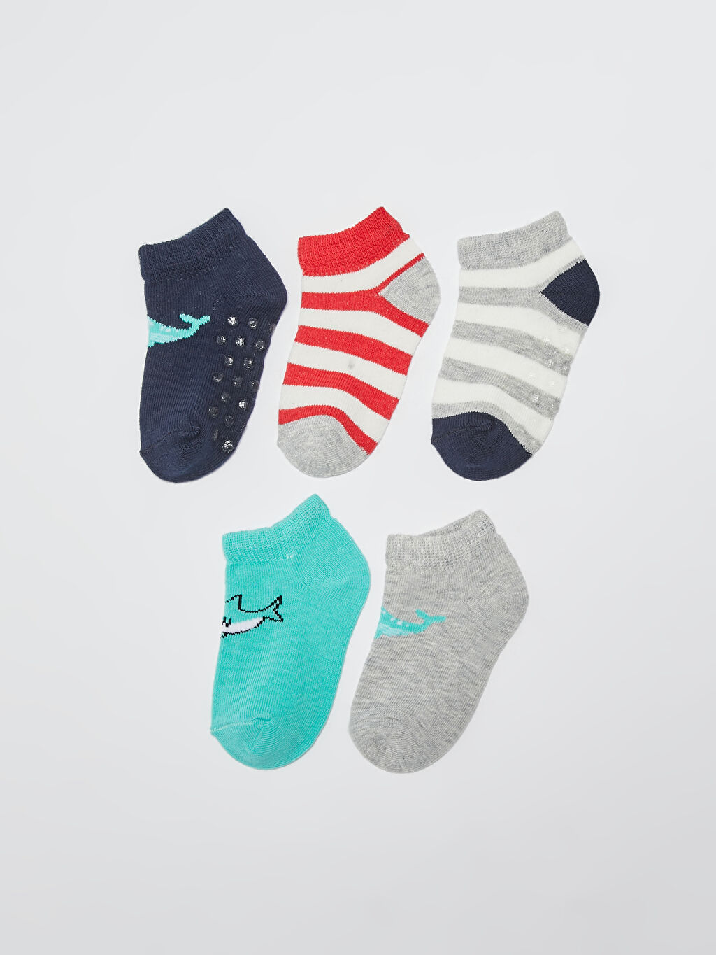 Lacivert Baskılı Erkek Bebek Patik Çorap 5�li LC Waikiki