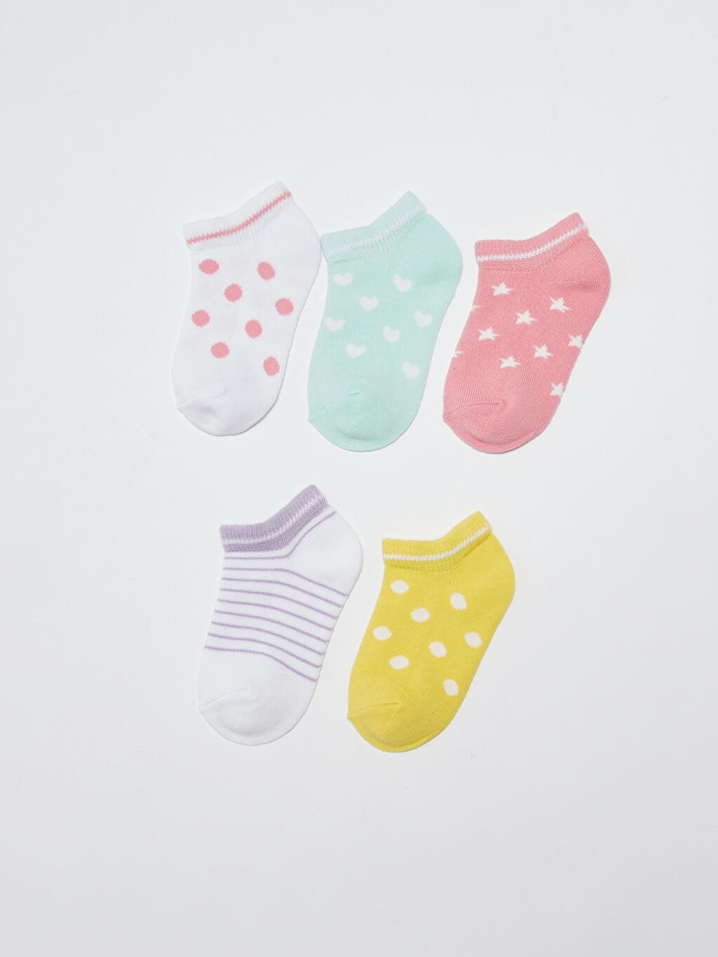 Beyaz Desenli Kız Bebek Patik Çorap 5�li LC Waikiki