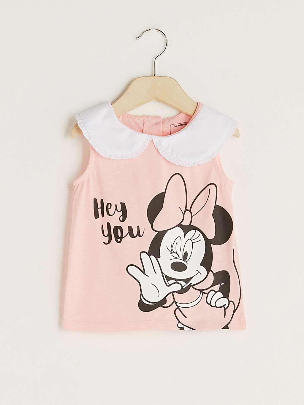 Pembe Bebe Yaka Minnie Mouse Baskılı Kız Bebek Atlet LC