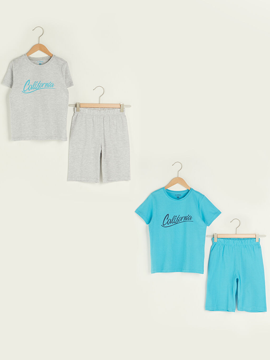 Crew Neck Printed Short Sleeve Boy S Pajamas Set In 2 Pieces S1jo63z4 Gj0 S1jo63z4 Gj0 Lc Waikiki