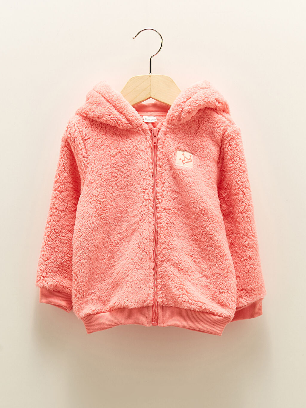 Pembe Kapusonlu Uzun Kollu Polar Kiz Bebek Fermuarli Sweatshirt Wz1 Gce Lc Waikiki