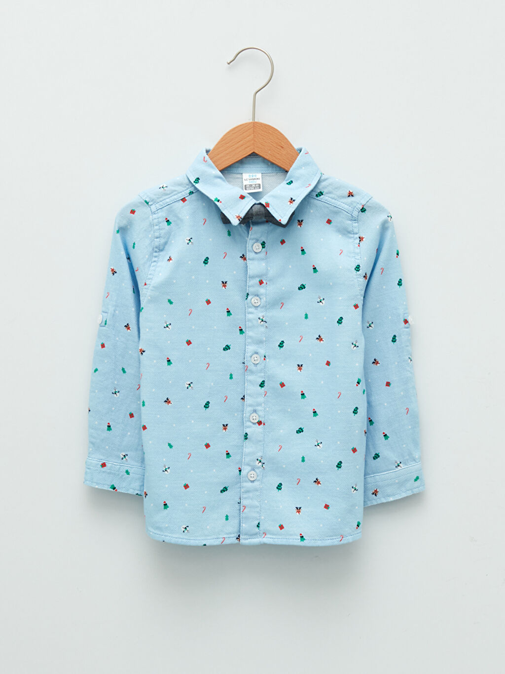 Long Sleeve Christmas Themed Baby Boy Shirt and Bow Tie 2Pack Set