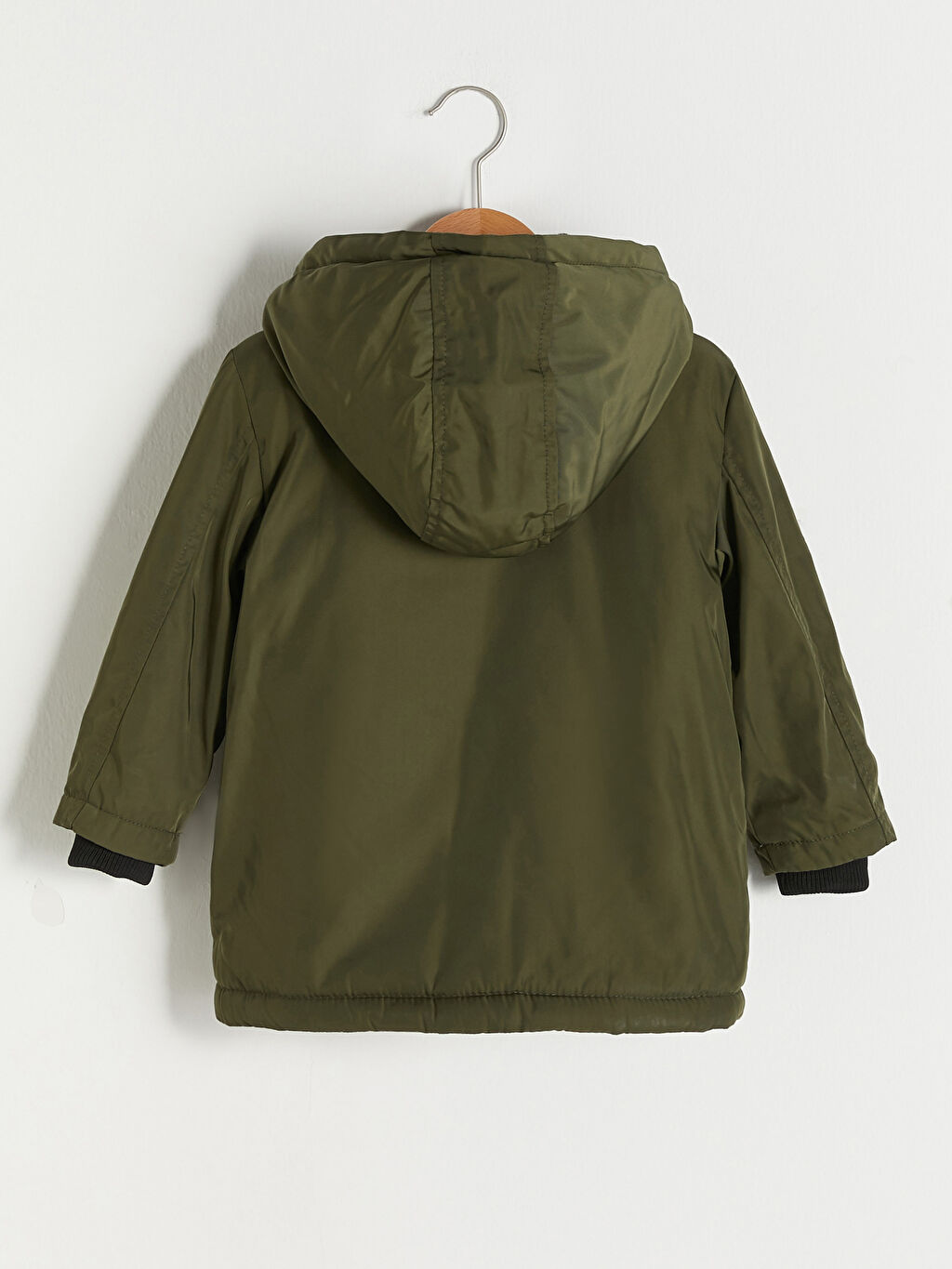 Haki Kapüşonlu Uzun Kol Erkek Bebek Fermuarlı Mont LC