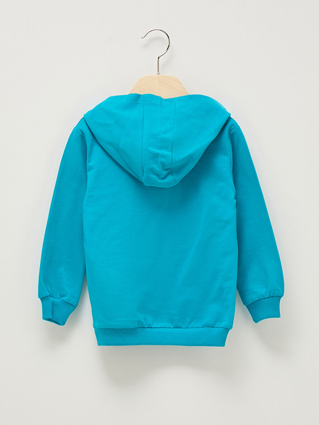 Turkuaz Kapüşonlu Yaka Uzun Kollu Baskılı Erkek Bebek
