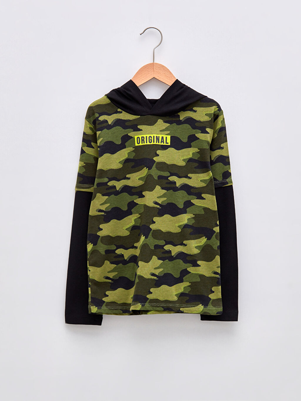 hooded camo shirt