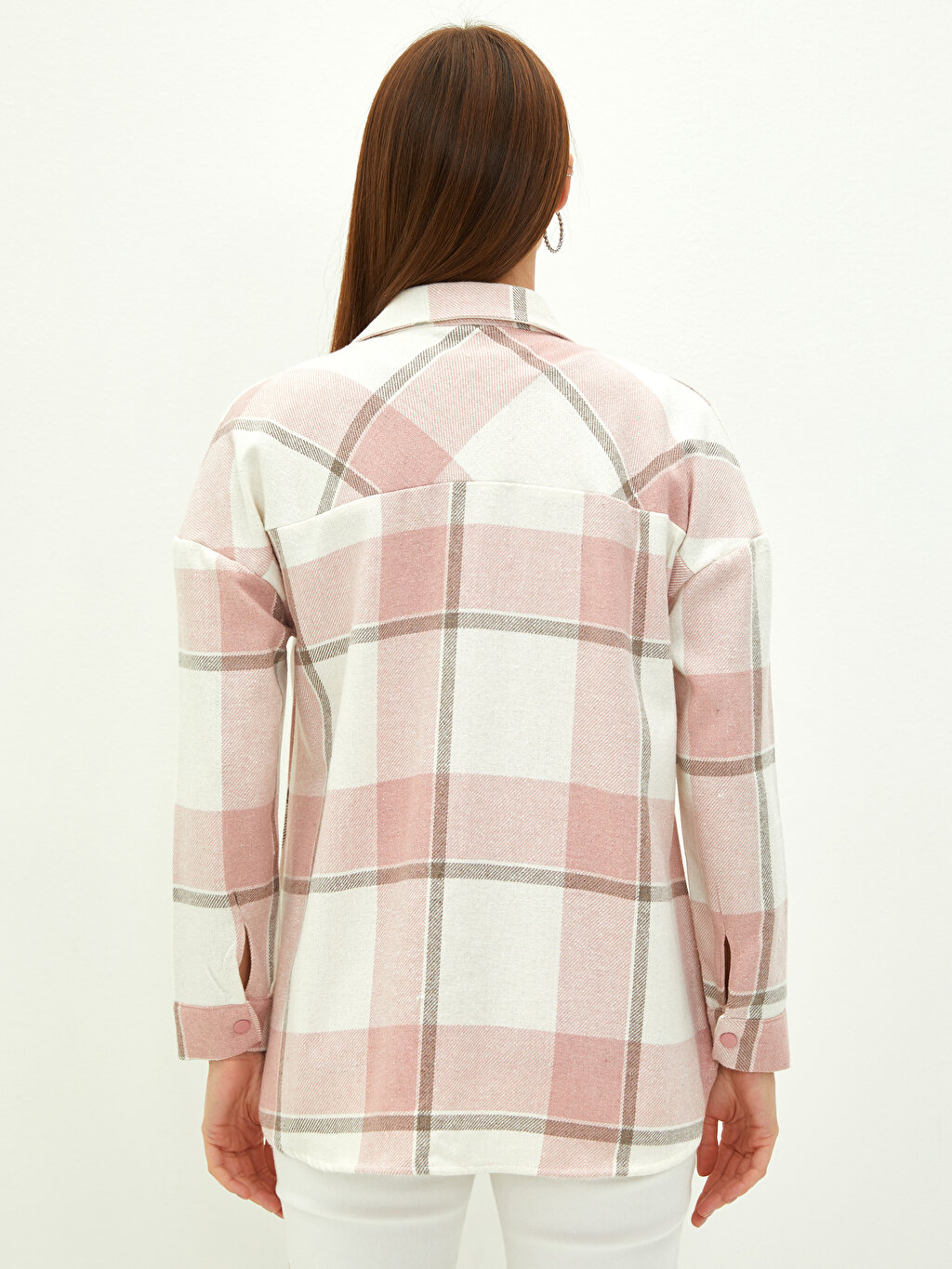 Front Button Closure Pocket Detailed Long Sleeve Plaid Maternity Shirt  -W1BY63Z8-LNQ - W1BY63Z8-LNQ - LC Waikiki