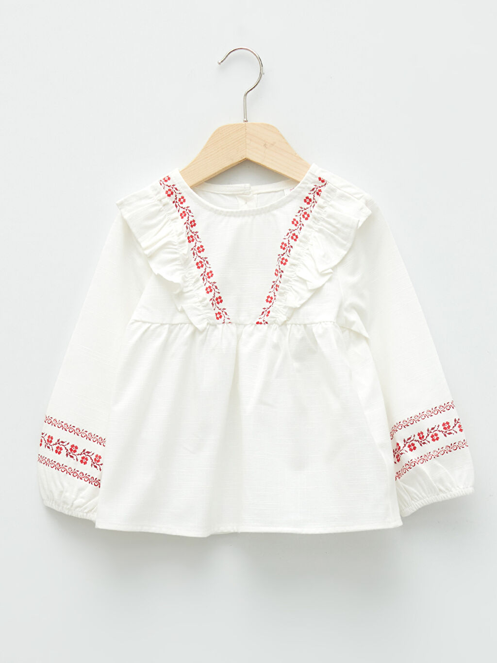 Crew Neck Long Sleeve Printed Baby Girl Blouse W1HS93Z1R9K W1HS93Z1