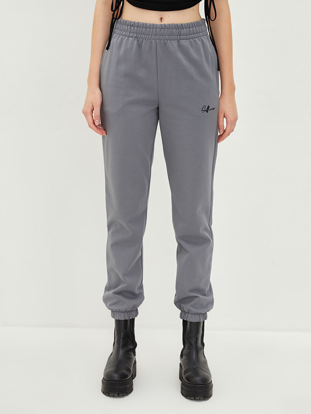 Elastic Waist Slogan Printed Women's Jogger Sweatpants W1IH57Z8GYS