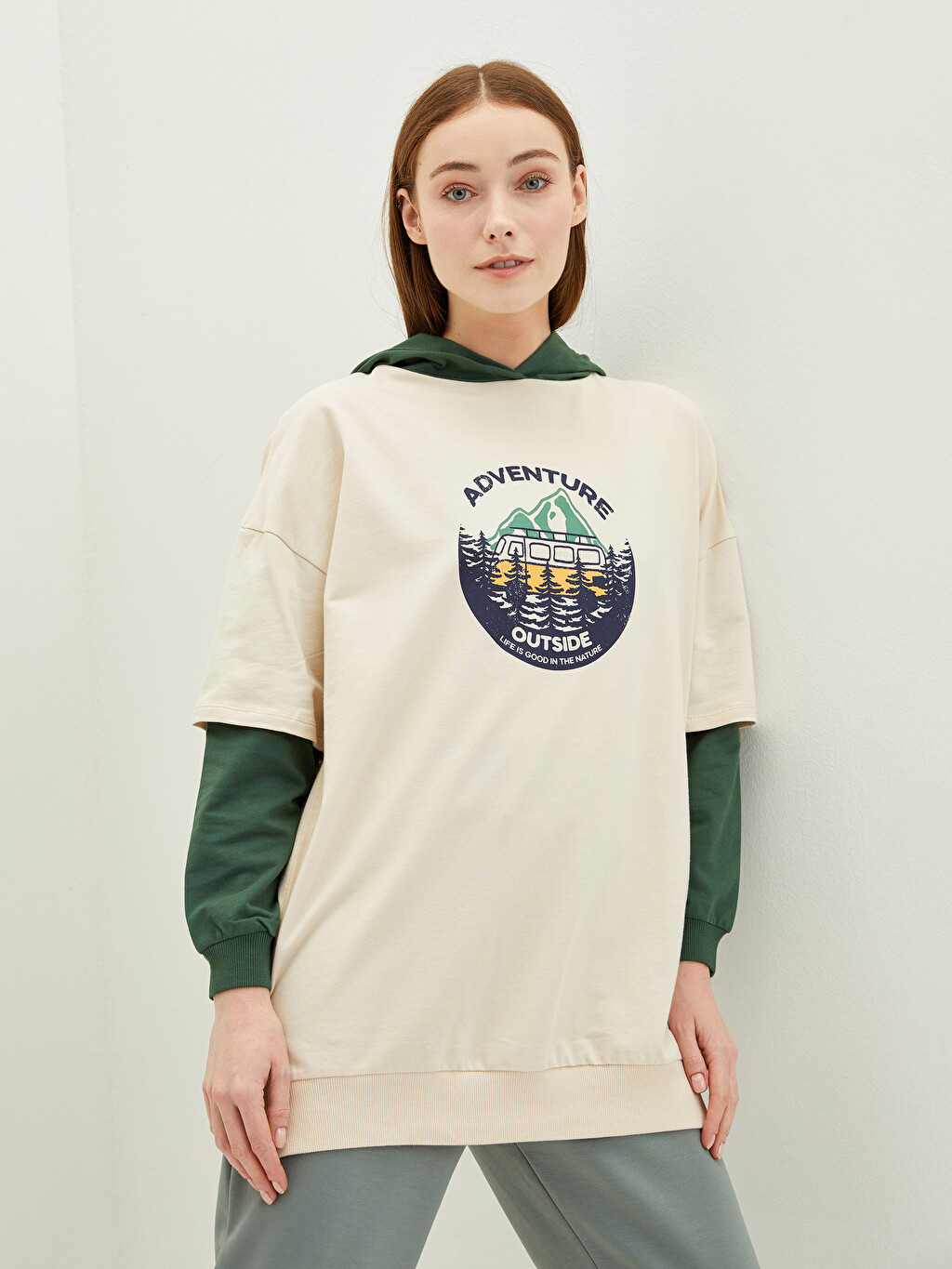 MODEST Hooded Printed Long Sleeve Women 