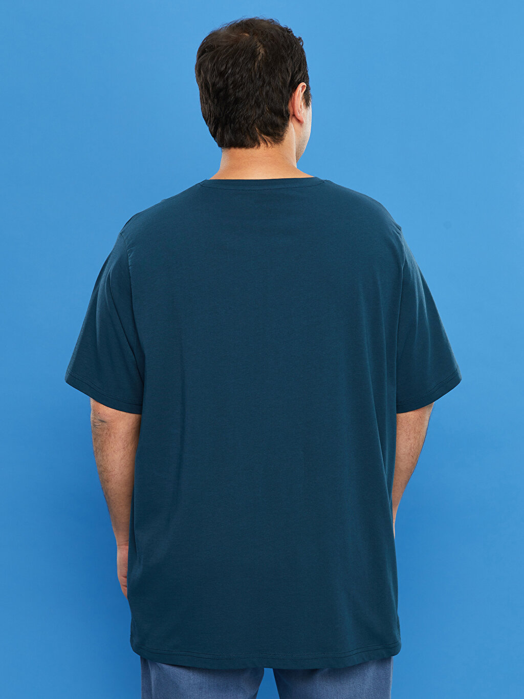 Plus Size V Neck Short Sleeve Combed Cotton Men's T-Shirt -W1LN19Z8-QEG -  W1LN19Z8-QEG - LC Waikiki