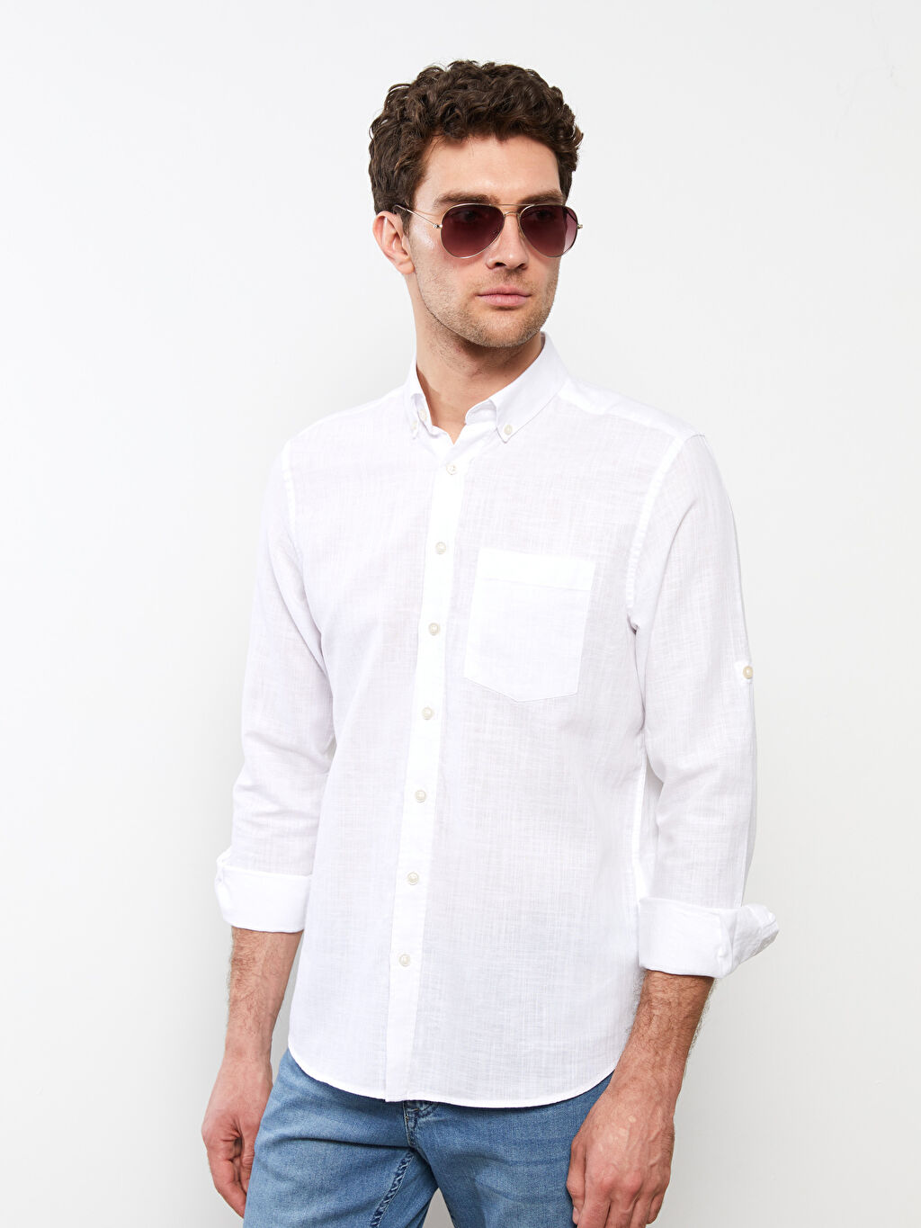 levis white linen shirt