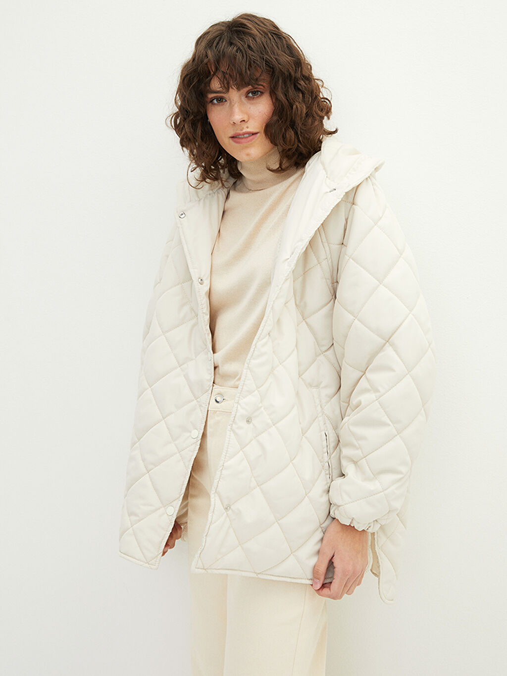 buttoned casual quilted coat