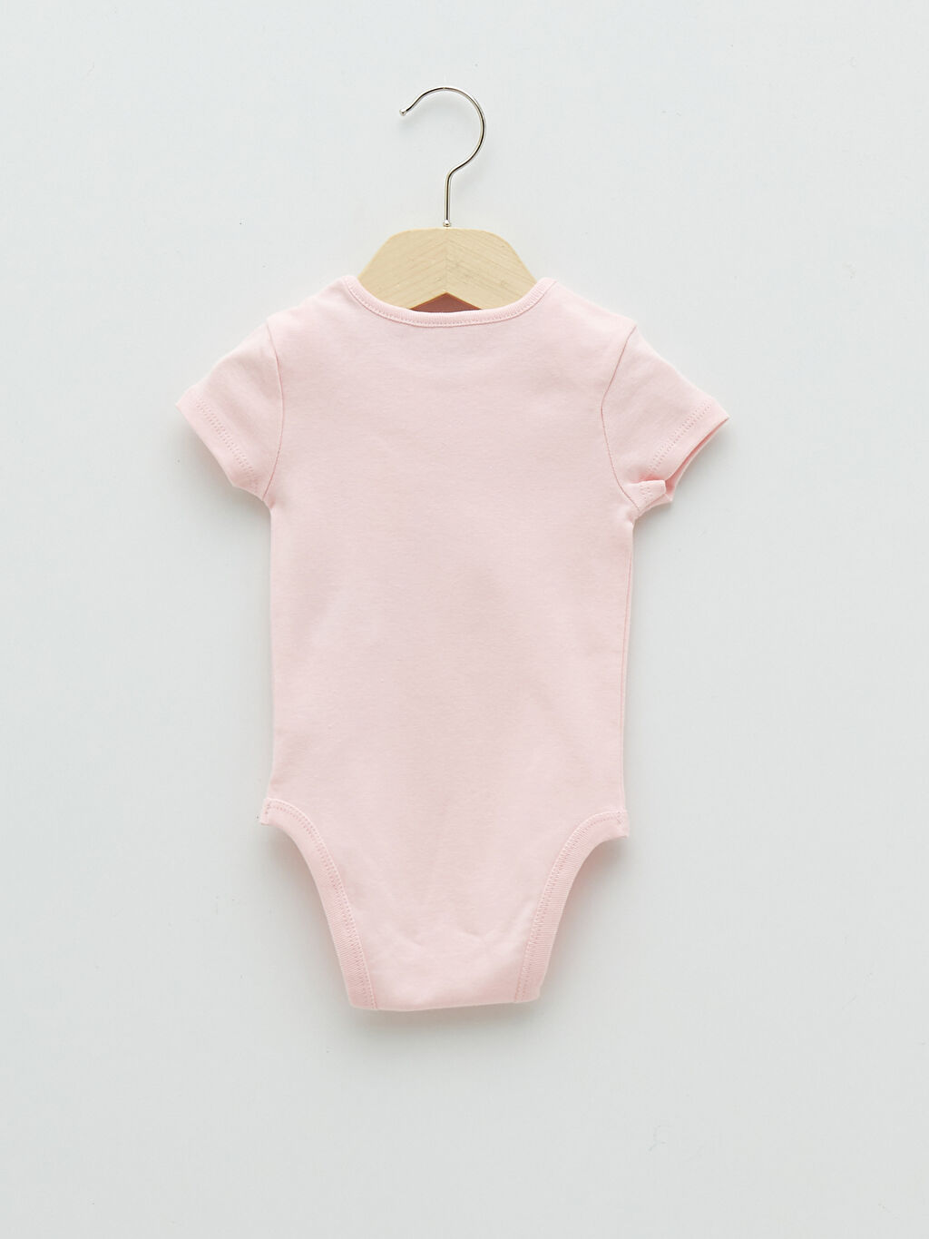 Crew Neck Short Sleeve Basic Cotton Baby Girl Body With Snap Fastener 3