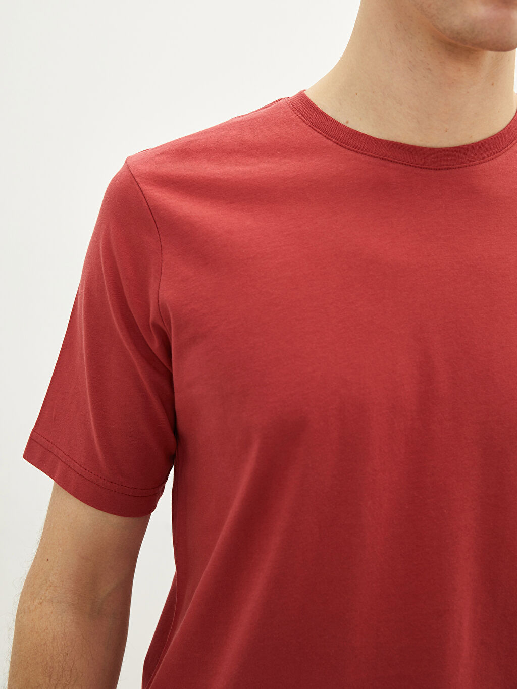 Crew Neck Short Sleeve Combed Cotton Mens T-Shirt -S20837Z8-HRG - S20837Z8-HRG - LC Waikiki