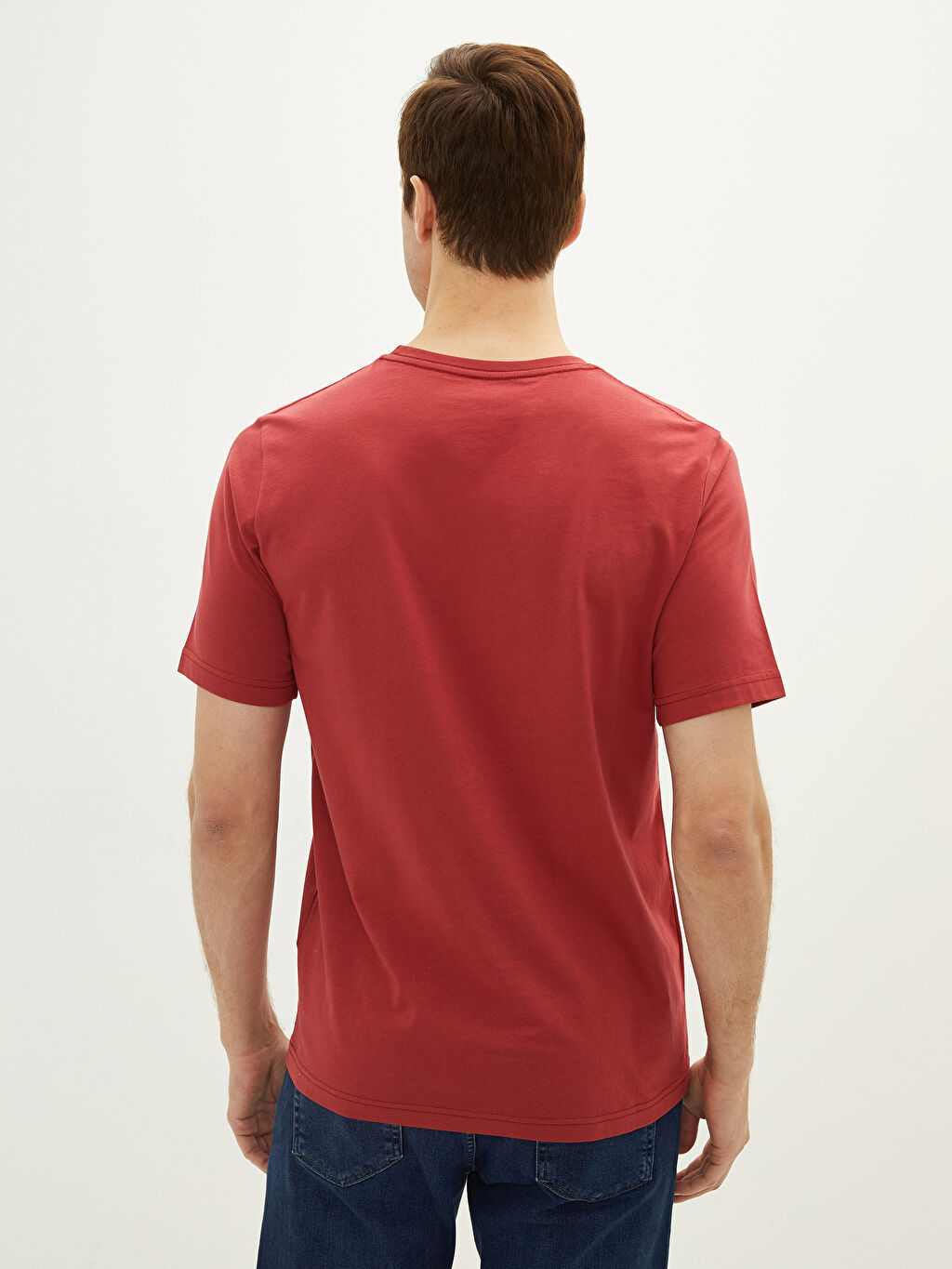 Crew Neck Short Sleeve Combed Cotton Mens T-Shirt -S20837Z8-HRG - S20837Z8-HRG - LC Waikiki