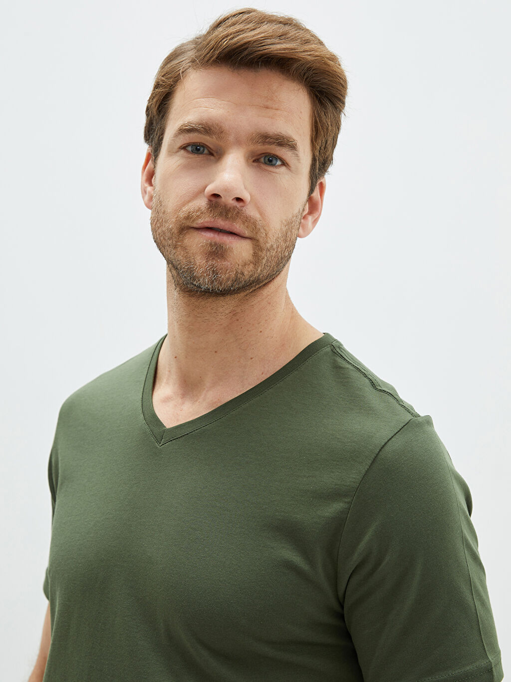 V Neck Short Sleeve Combed Cotton Men's Tshirt S20838Z8LW2