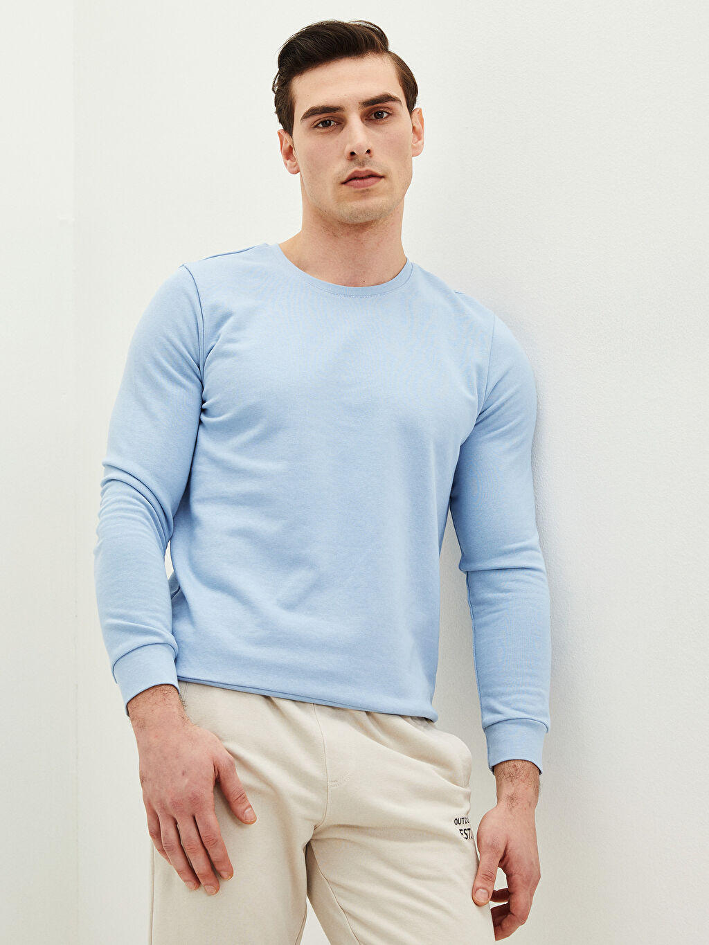 mens pale blue sweatshirt