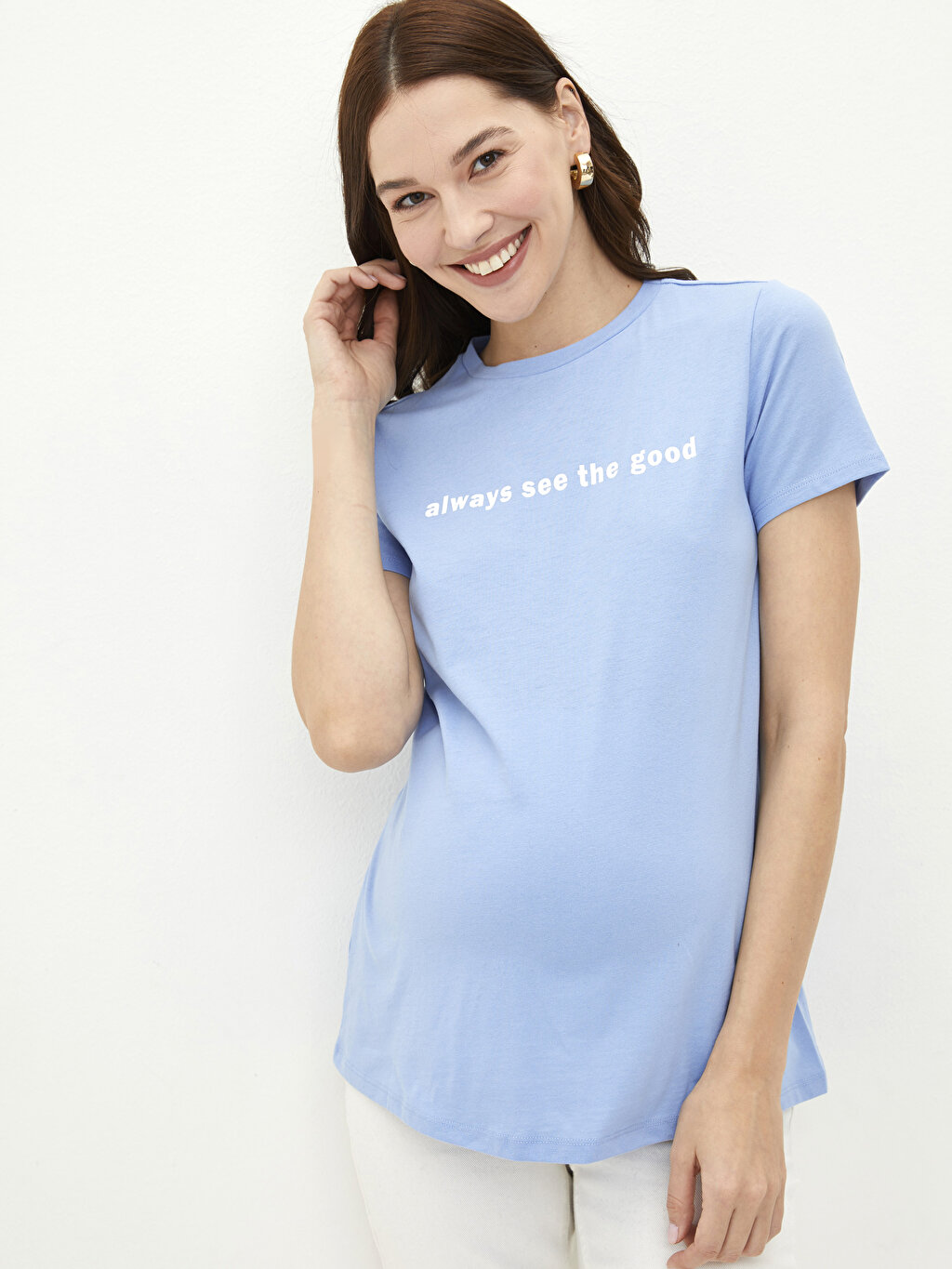 خرید اینترنتی تیشرت بارداری زنانه آبی السی وایکیکی S2BK26Z8 