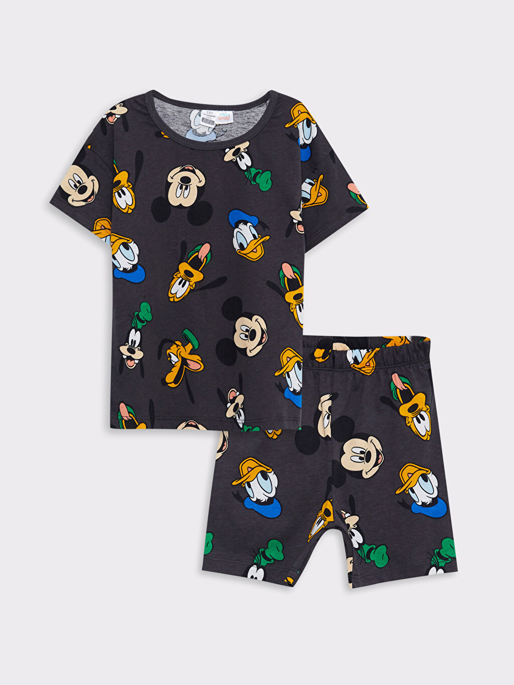 Crew Neck Short Sleeve Mickey Mouse Printed Cotton Baby Boy Pajamas Set  -S2BL80Z1-LQ9 - S2BL80Z1-LQ9 - LC Waikiki