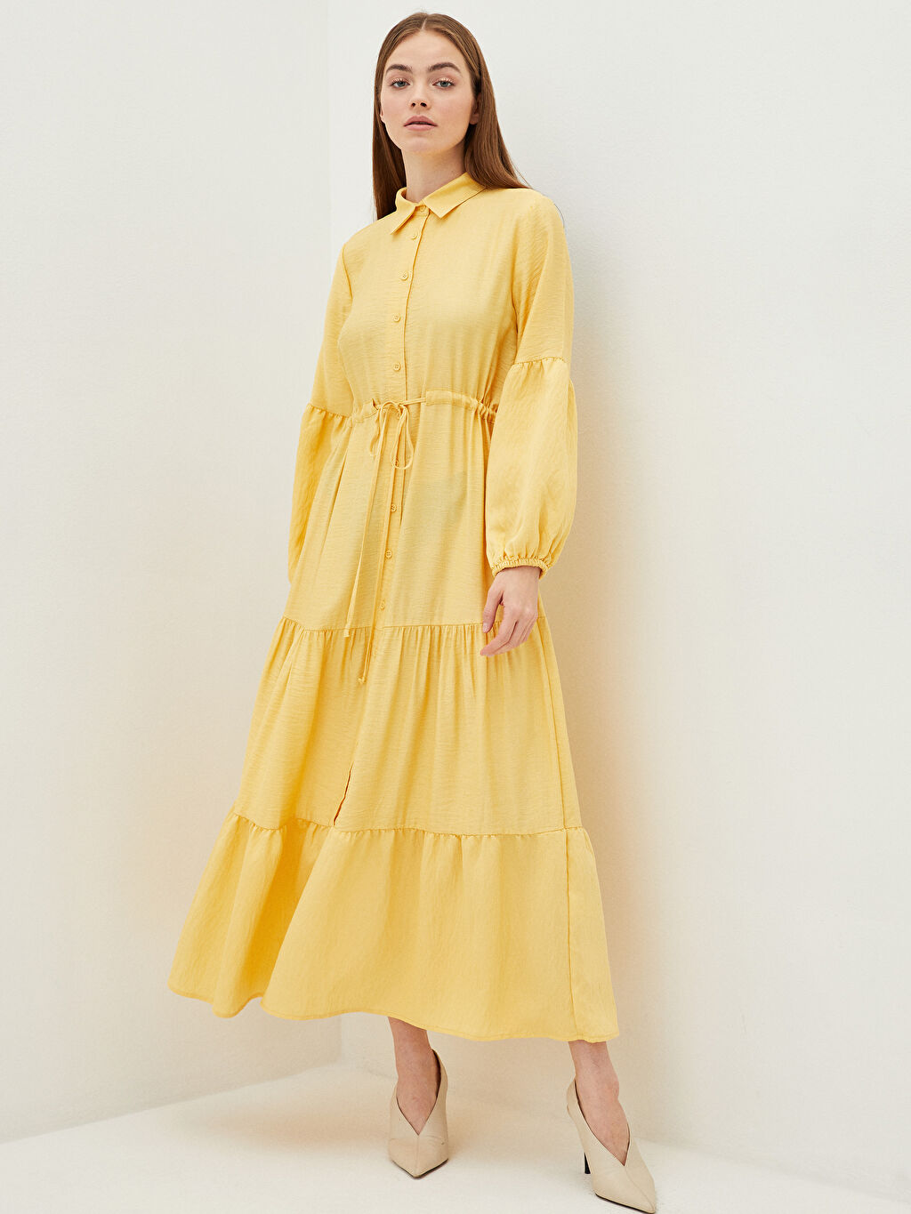 modest button down dress
