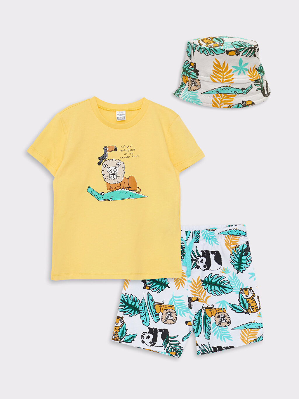 Crew Neck Short Sleeve Printed Cotton Baby Boy T-Shirt Shorts and 