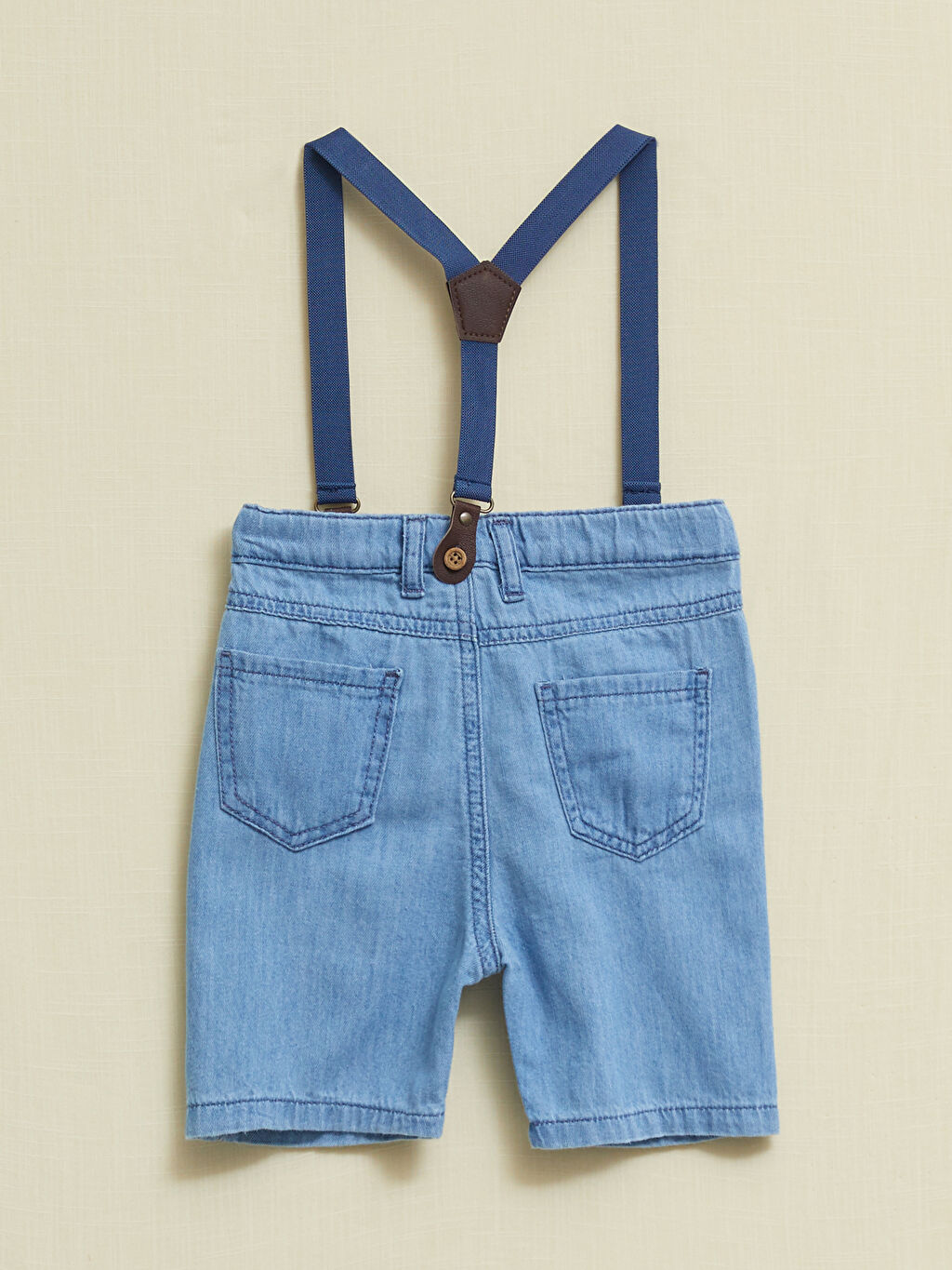 denim shorts with suspenders