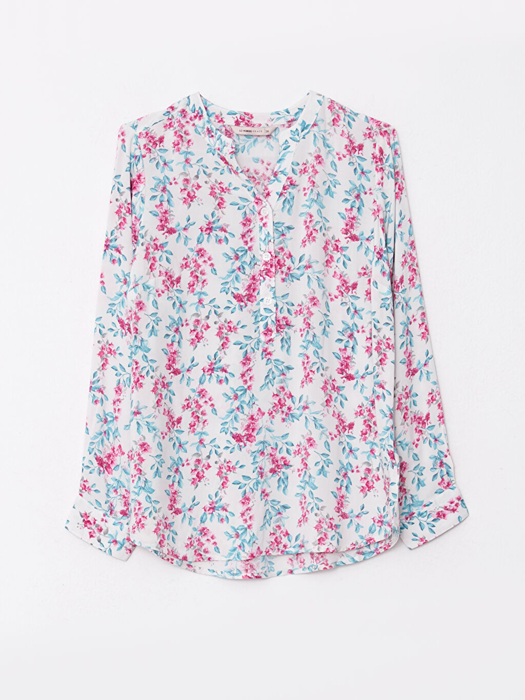 Johnny Collar Flower Long Sleeve Viscose Women's Blouse -S2HG51Z8-LRA ...