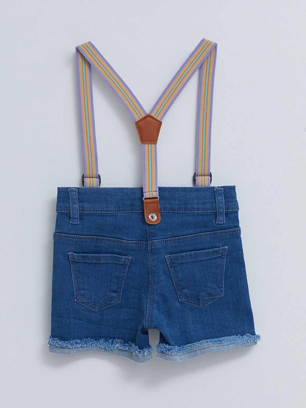 denim shorts with suspenders