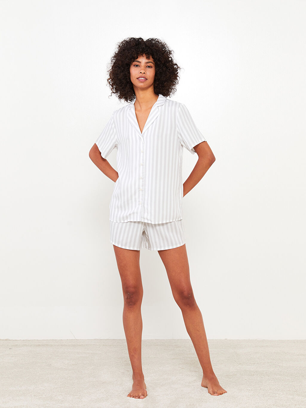 striped short pajama set