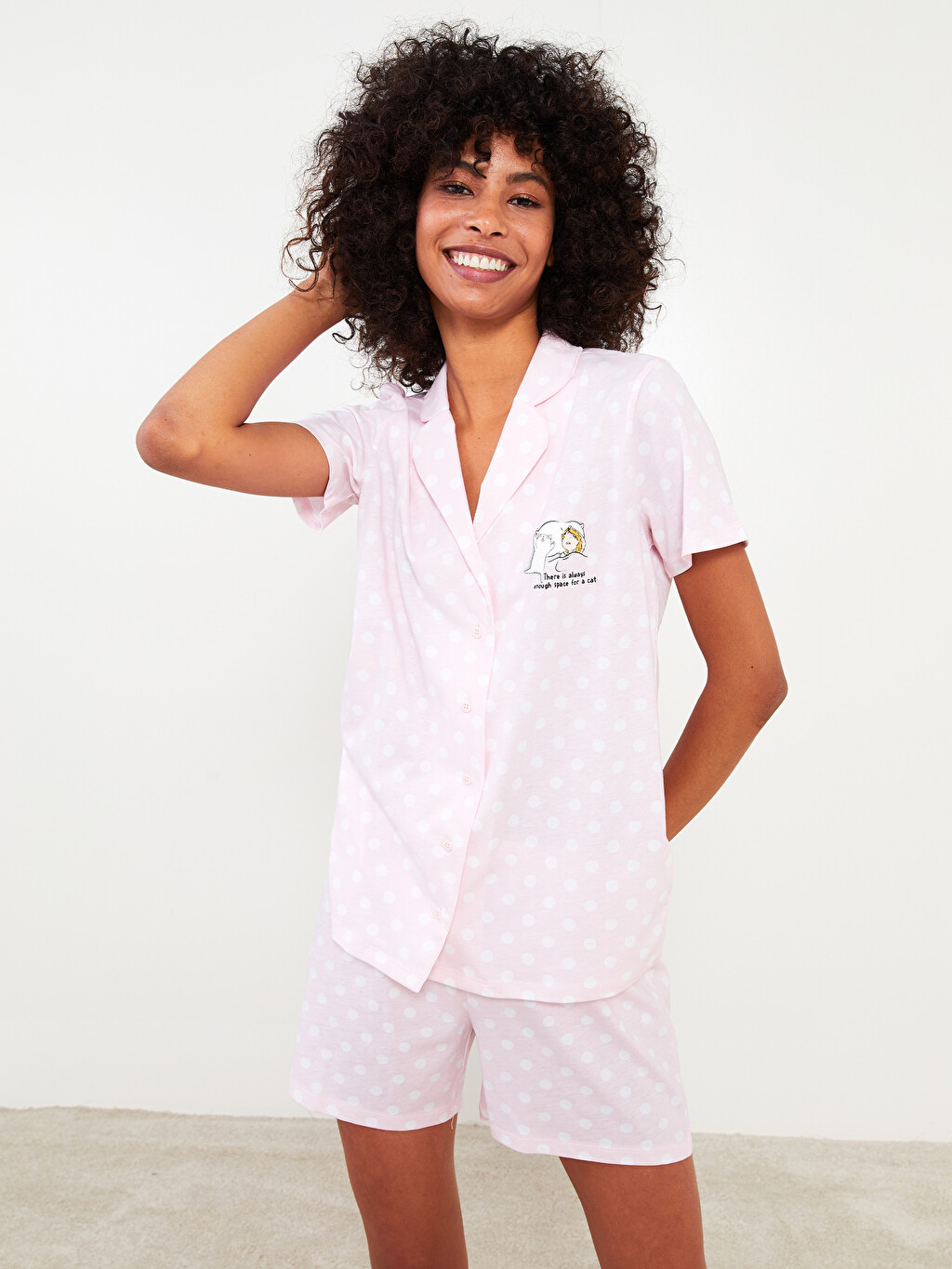 LCW DREAM Shirt Collar Polka Dot Short 