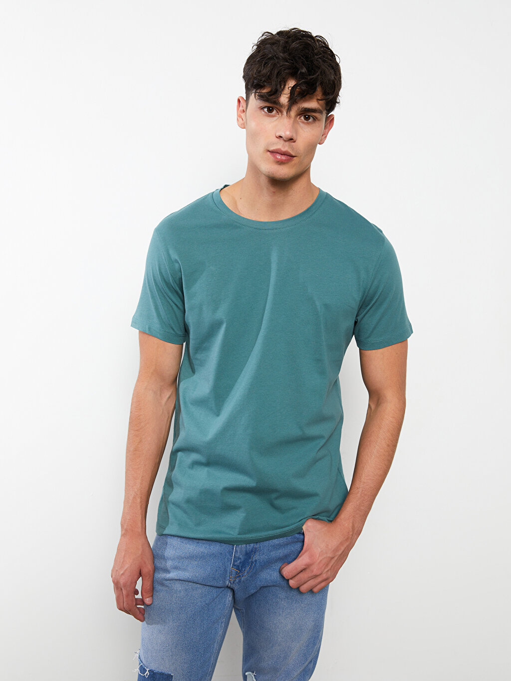 LCW CASUAL Crew Neck Short Sleeve Basic Combed Cotton Men's T 